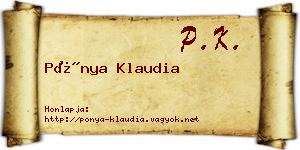 Pónya Klaudia névjegykártya